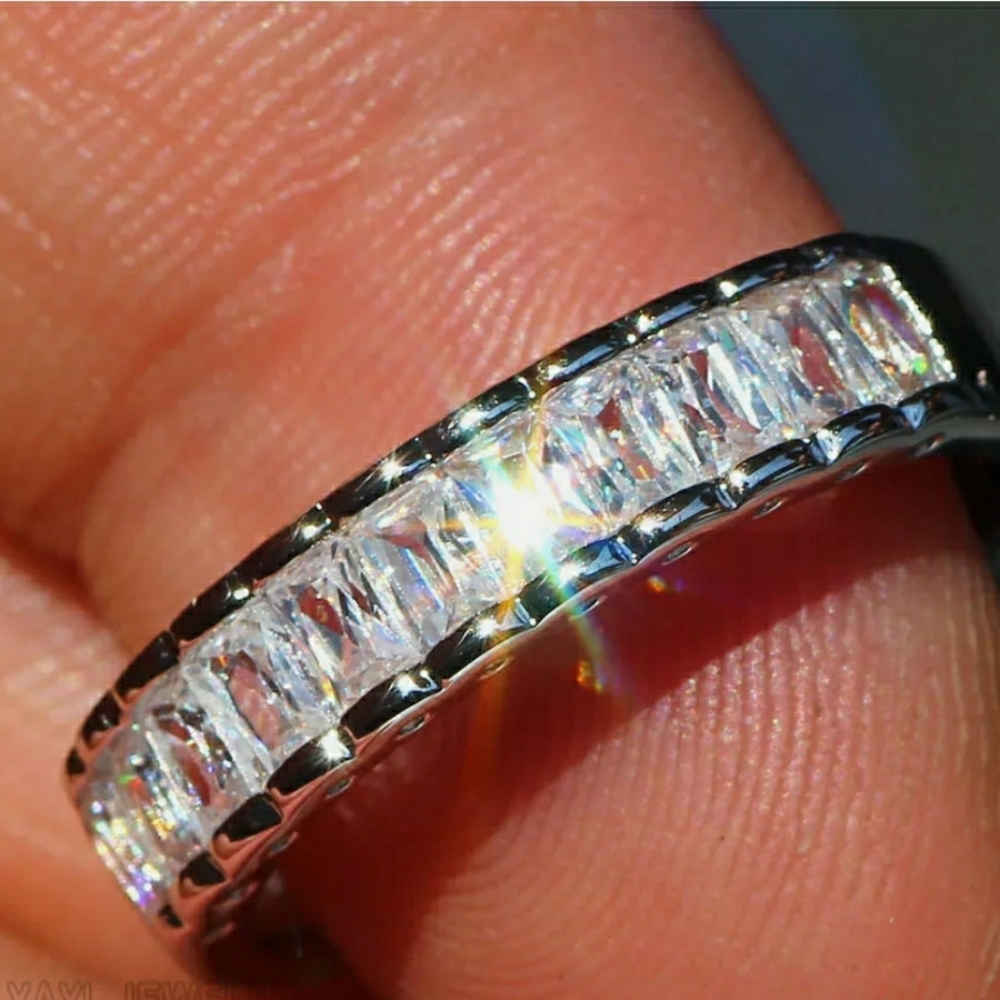 FINAL SALE White Sapphire 11 Baguette Silver Ring